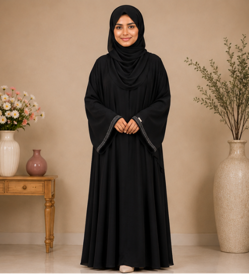 Ledha-11 Ledha's Design-Minimal Black Abaya - Image 1